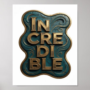 Snappy Gold OTROLIG 3D Text Konst Poster