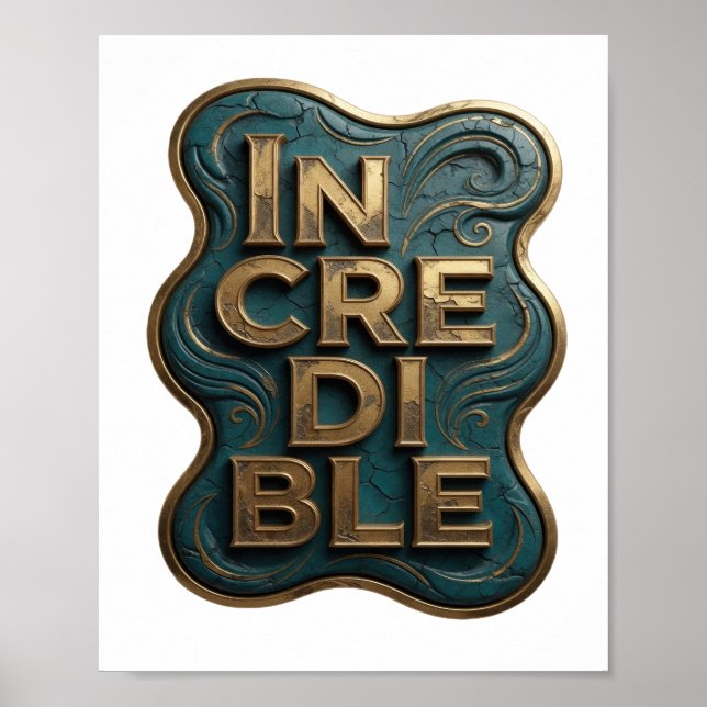 Snappy Gold OTROLIG 3D Text Konst Poster (Framsidan)