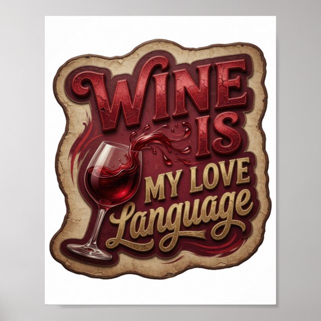 Snappy Gold VIN ÄR MITT KÄRLEKSSPRÅK Poster (Framsidan)