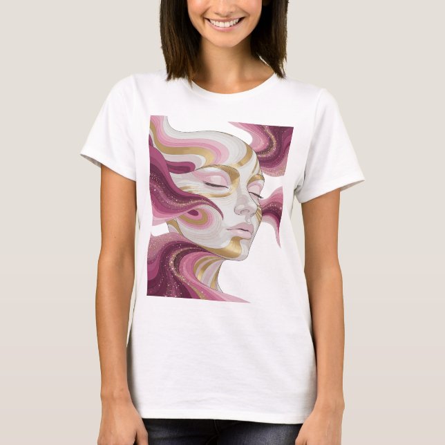 Snappy Guld ABSTRAKT KONST Design T Shirt (Framsida)