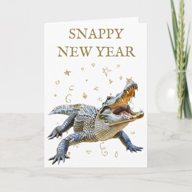 Snappy New Year Funny Crokodile Kort (Framsida)