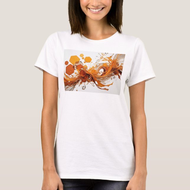 Snappy Orange ABSTRAKT KONST Design T Shirt (Framsida)