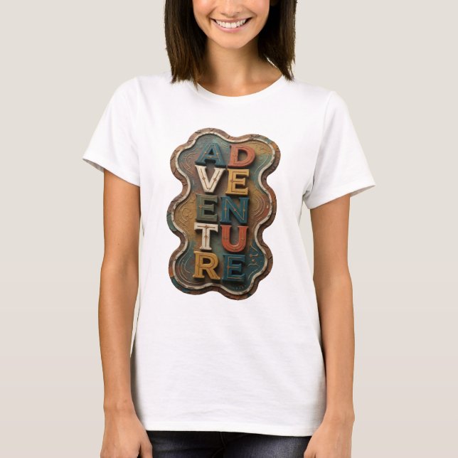 Snappy Orange ÄVENTYR Statement Design T Shirt (Framsida)