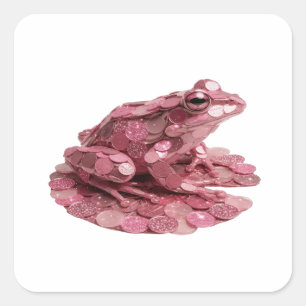 Snappy Pink PINK FROG-dekalmönster Fyrkantigt Klistermärke