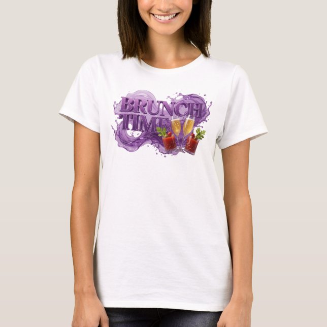 Snappy Purple BRUNCH TIME Statement T-shirt (Framsida)