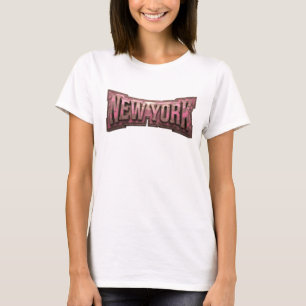Snappy Red NEW YORK Konstnärligt Motiv T Shirt