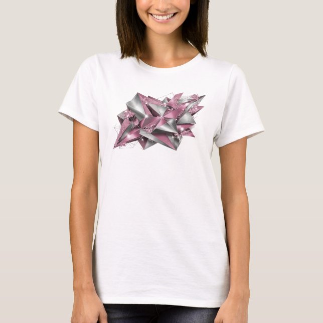 Snappy Rosa ABSTRAKT KONST Skräddarsydd T-shirt (Framsida)