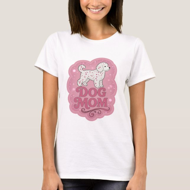 Snappy Rosa HUND MAMMA Statement Design T Shirt (Framsida)
