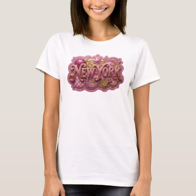 Snappy Rosa NEW YORK Citat T-Shirt (Framsida)