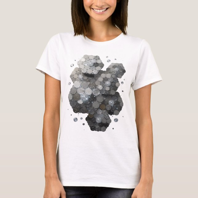 Snappy Silver ABSTRAKT KONST Konsttryck T Shirt (Framsida)