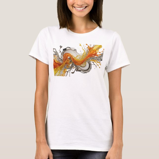 Snappy Silver ABSTRAKT KONST Statement T-shirt (Framsida)