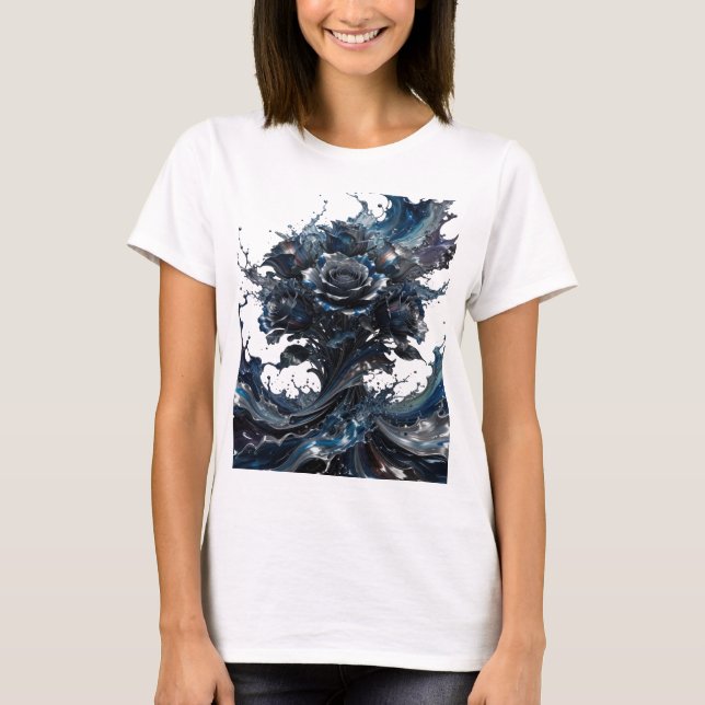 Snappy Silver ABSTRAKT KONST Statement T-shirt (Framsida)