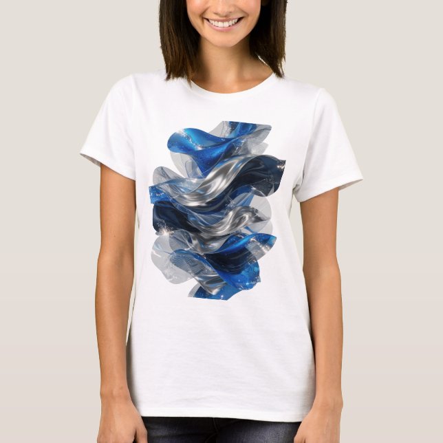 Snappy Silver BLÅ OCH SILVERVÅGOR Shirt Design T (Framsida)