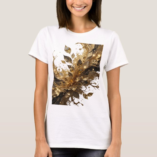 Snappy Silver GYLLENE BLAD OCH GELÉBUBBLOR T Shirt (Framsida)