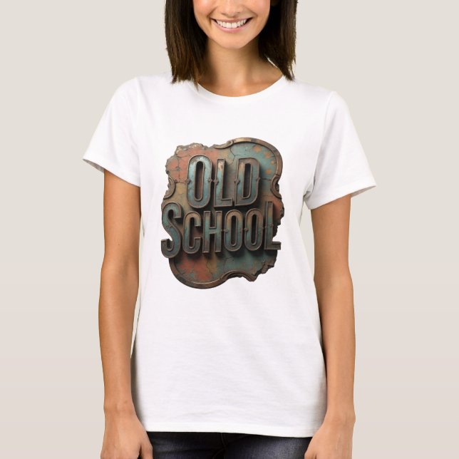 Snappy Silver OLD SCHOOL-utskrift T Shirt (Framsida)