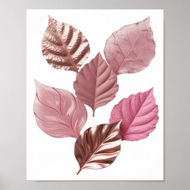 Snappy Silver PINK LEAVES Slogan Design Poster (Framsidan)
