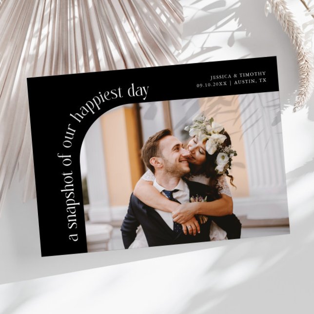 Snapshot Happiest Day Black Wedding Photo Tack Kort (Skapare uppladdad)