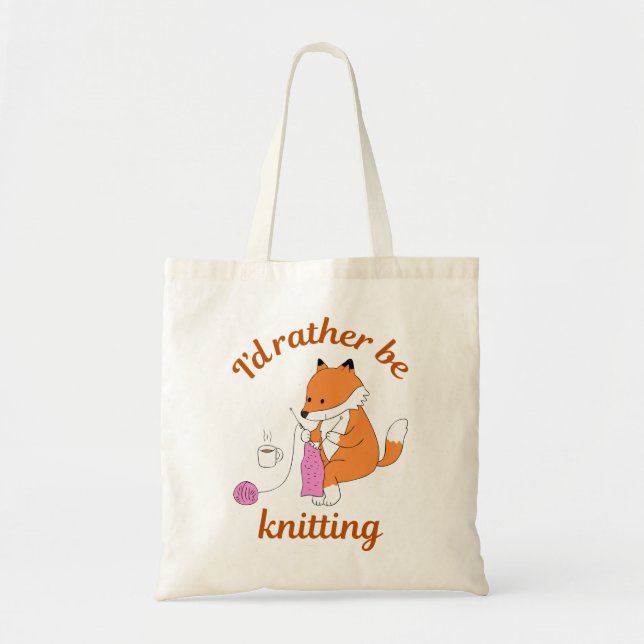 Snarare Knitting - Fox - Knitting Älskare Tygkasse (Framsidan)