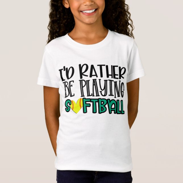 Snarare spela upp softball Girls TShirt T Shirt (Framsida)