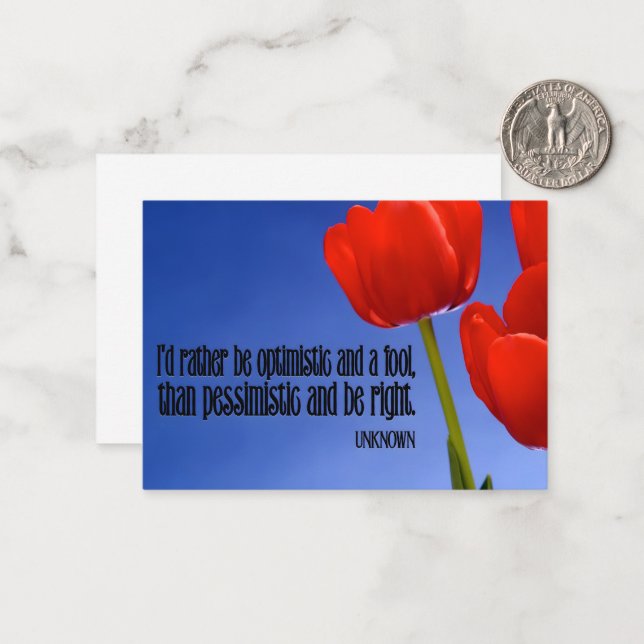 "Snarare vara en optimist" inspirationsoffert Anteckningskort (Fram/Back In Situ)