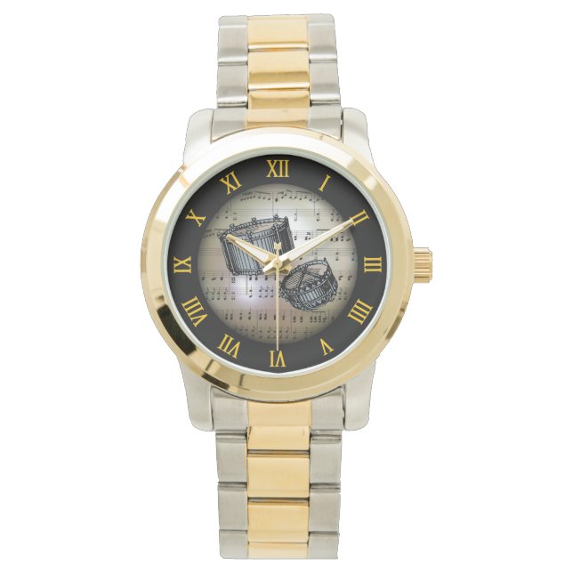 Snare Drums ~ Bakgrund "Musical Planet" * ~ Armbandsur (Framsida)