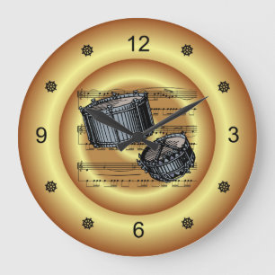 Snare Drums ~ Lakan Music ~ Guld Background ~  Stor Klocka