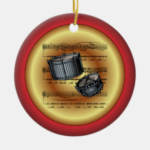 Snare Drums~Lakan Music~Red/Grönt/Guld~jul~ Julgransprydnad Keramik