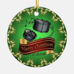 Snare Drums ~ Musical Rulla ~ God jul ~ Julgransprydnad Keramik