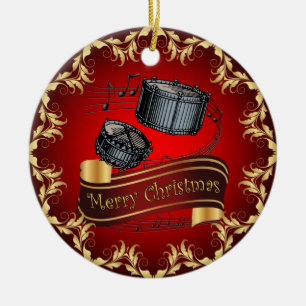 Snare Drums ~ Musical Rulla ~ God jul ~ Julgransprydnad Keramik