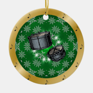Snare Drums ~ Silver ~ Grönt ~ Guld ~ jul ~ jul ~ Julgransprydnad Keramik