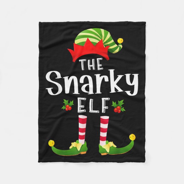 Snarky Christmas Elf Matching Pajama X-mas Party  Fleecefilt (Framsidan)
