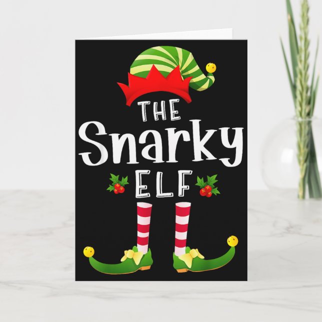 Snarky Christmas Elf Matching Pajama X-mas Party  Kort (Framsida)