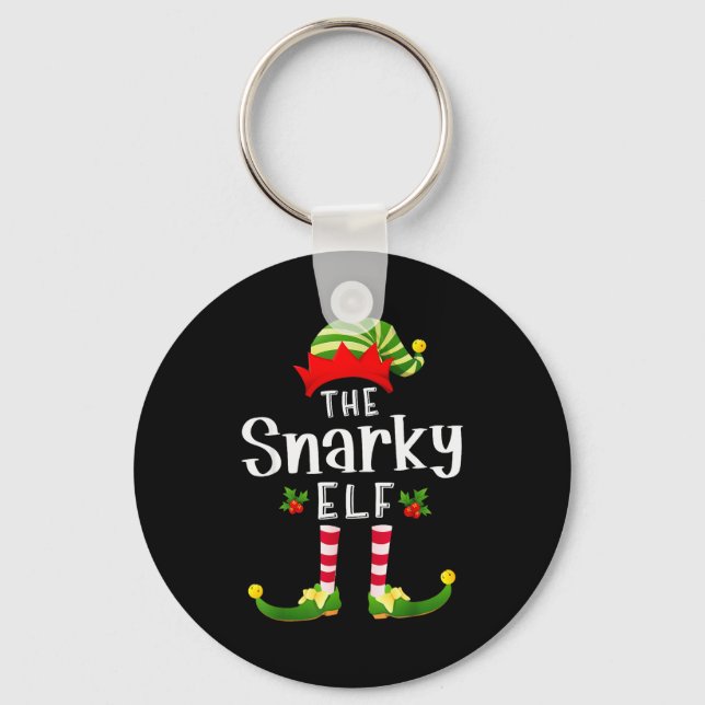 Snarky Christmas Elf Matching Pajama X-mas Party  Nyckelring (Framsida)