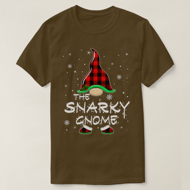 Snarky Gnome Buffalo Play Matching Family Christm T Shirt (Design framsida)