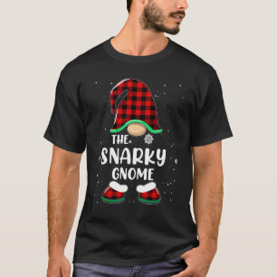 Snarky Gnome Buffalo-rutig Matchande Julkläder Fam T Shirt
