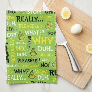 Snarky Grinch Grinch Snarky Phrase Mönster Kökshandduk
