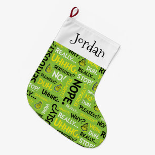 Snarky Grinch Grinch Snarky Phrase Mönster Stor Julstrumpa