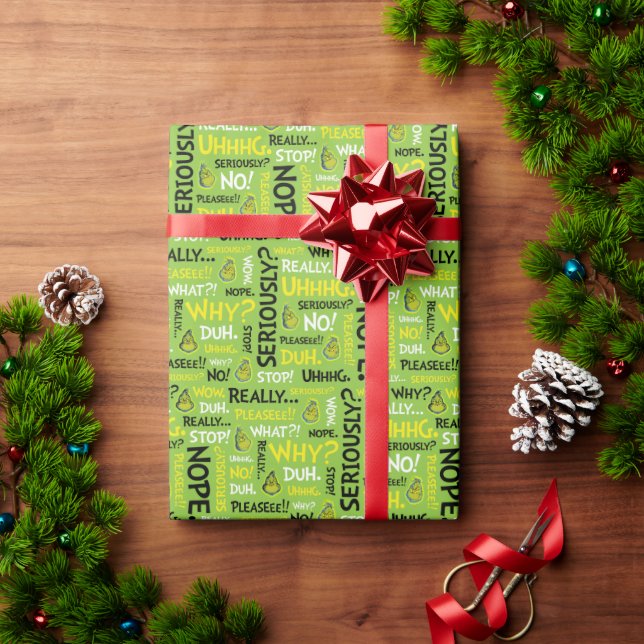Snarky Grinch | Grinch Snarky Phrase Pattern Presentpapper (Julgåva)
