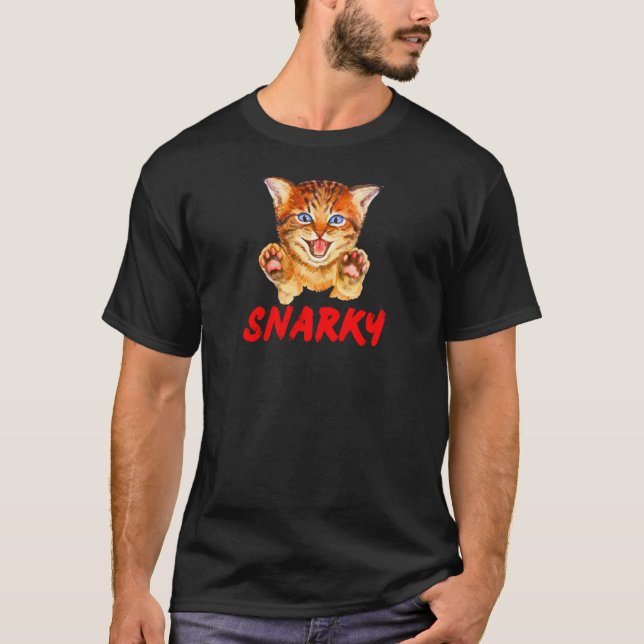 Snarky Hissing Cat Beware T Shirt (Framsida)