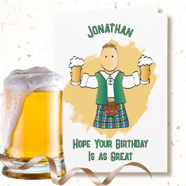 Snarky Male Tecknad and Kilt Funny Sayed Birthday Kort