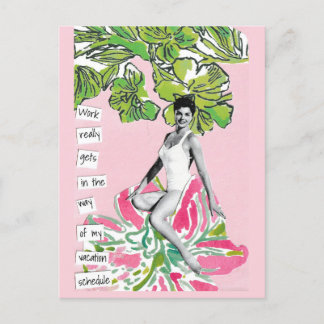 Snarky Vacation Postcard-arbetsplats på sätt och v Helg Vykort