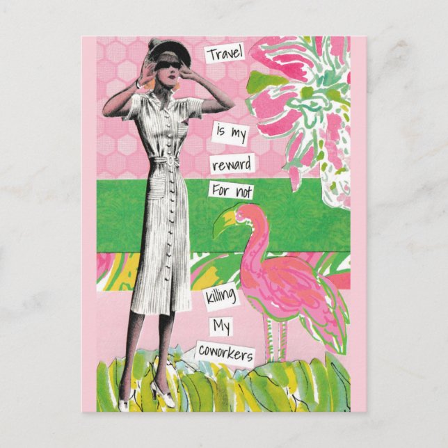 Snarky Vacation Postcard Killing My Coworkers Helg Vykort (Framsida)