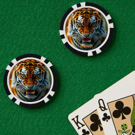 Snarling Arg Tiger Personalize Namn Poker Marker
