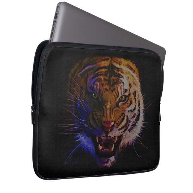 Snarling Bengal Tiger Big Cat Wildlife Art Laptop Fodral (Framsidan Höger)