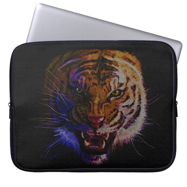 Snarling Bengal Tiger Big Cat Wildlife Art Laptop Fodral (Framsidan)