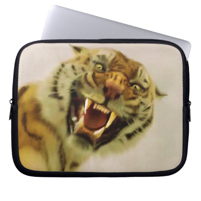 Snarling Bengal Tiger Big Cat Wildlife Art Laptop Fodral (Framsidan)