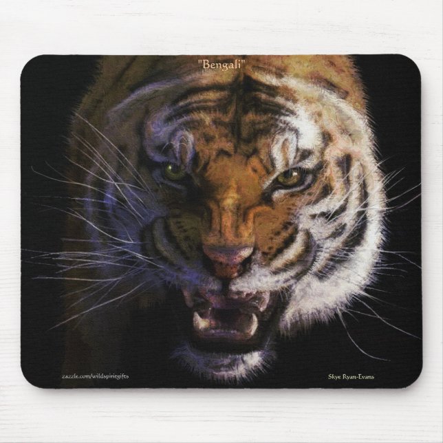 Snarling Bengal Tiger Fine Art Wildlife Mousepad Musmatta (Framsidan)