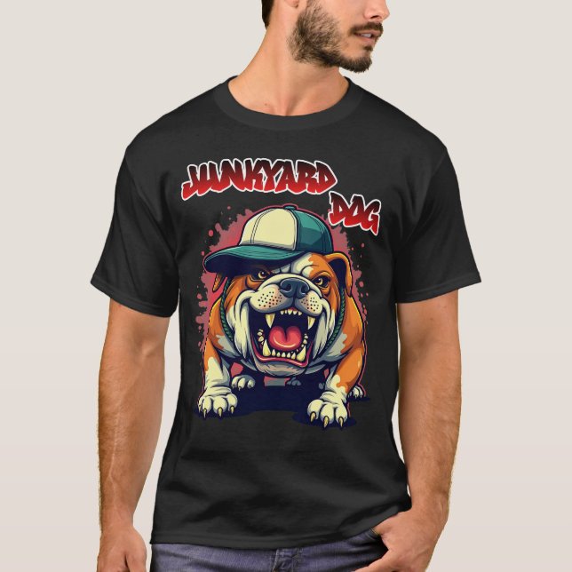 Snarling Junkyard Bulldog Urban Streetwear Tee (Framsida)