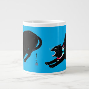 Snarling, svart japansk katt jumbo mugg