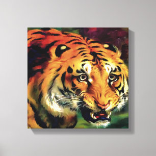 Snarling Tiger Artistic Porträtt Canvastryck